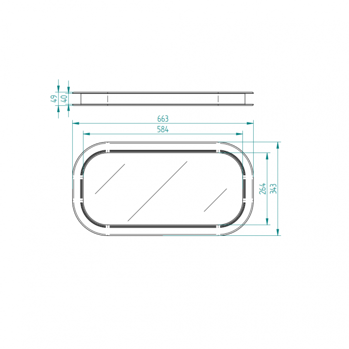 Sektionaltor Fenster 343mm x 663mm Acrylat oval