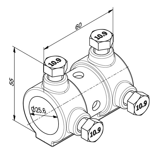 Wellenkupplung Innendurchmesser 25,6mm Aluminium 60mm