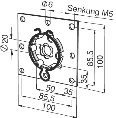 Somfy Flansch-Antriebslager mit Federring 100x100mm