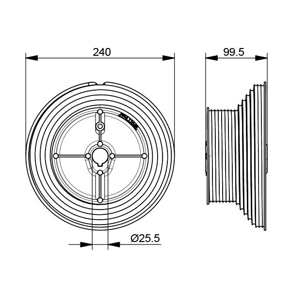 Seiltrommel hohes System Aluminium, 1" Länge: 99,5mm