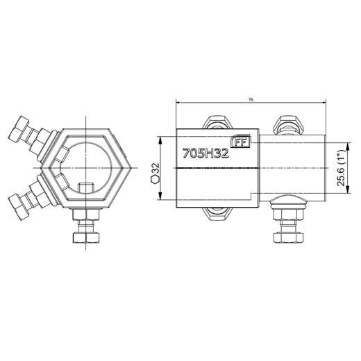 Wellenkupplung Innendurchmesser 25,6mm - 32mm, Gussstahl verzinkt