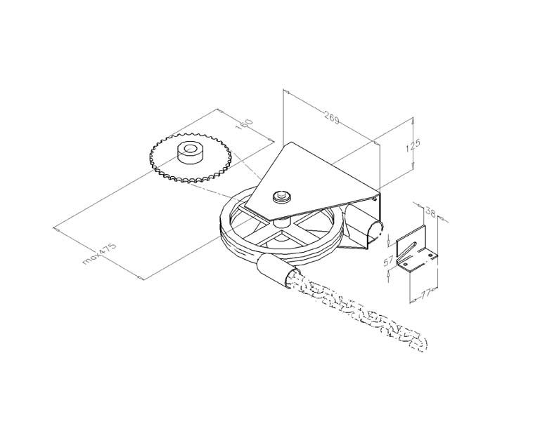 Haspelkettenantrieb Getriebe 1:4 für 1" Welle 25,4 mm