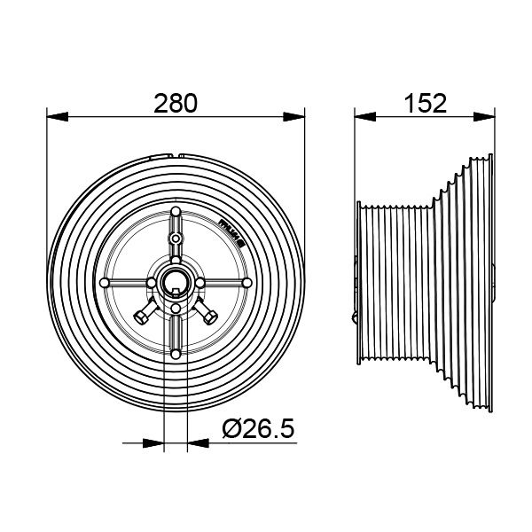 Seiltrommel hohes System Aluminium 1" Länge: 152mm