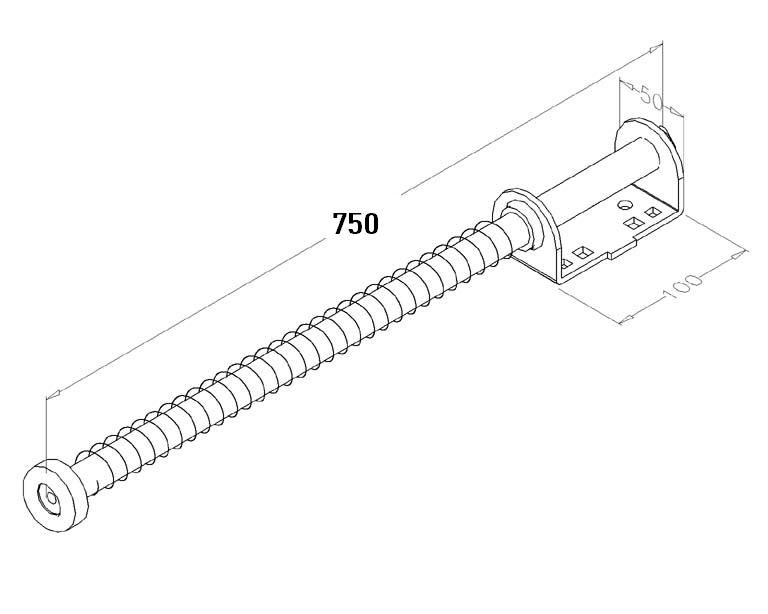 Lange Federpuffer 680mm ohne Konsole