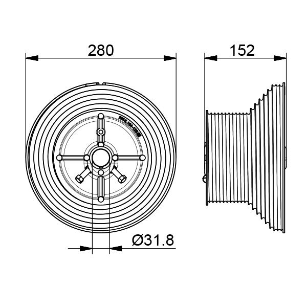 Seiltrommel hohes System Aluminium 1-1/4" Länge: 152mm