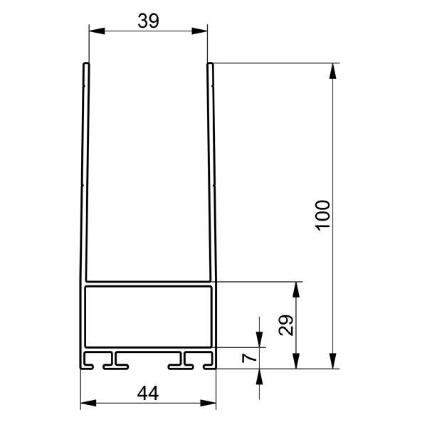 Dichtungsprofil Alu, H: 100mm, B: 44mm